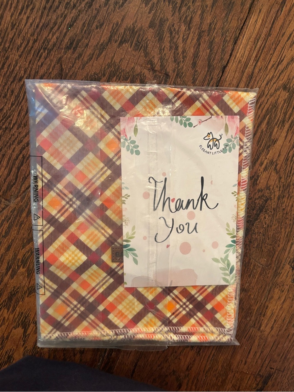 Elegant Little Tail Plaid Dog Bandana - Burgundy, Orange & Cream - Picture 11 of 11